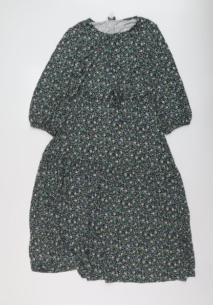 Marks and Spencer Womens Multicoloured Floral Viscose A-Line Size 12 Round Neck Pullover