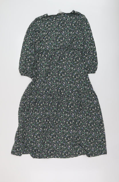 Marks and Spencer Womens Multicoloured Floral Viscose A-Line Size 12 Round Neck Pullover