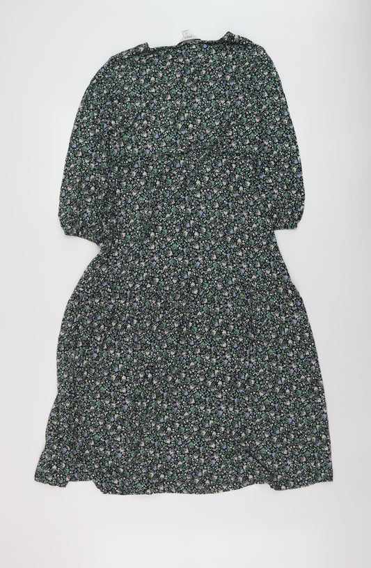 Marks and Spencer Womens Multicoloured Floral Viscose A-Line Size 12 Round Neck Pullover