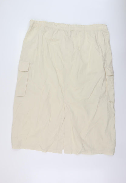 Marks and Spencer Womens Beige Polyester Straight & Pencil Skirt Size 24 Drawstring
