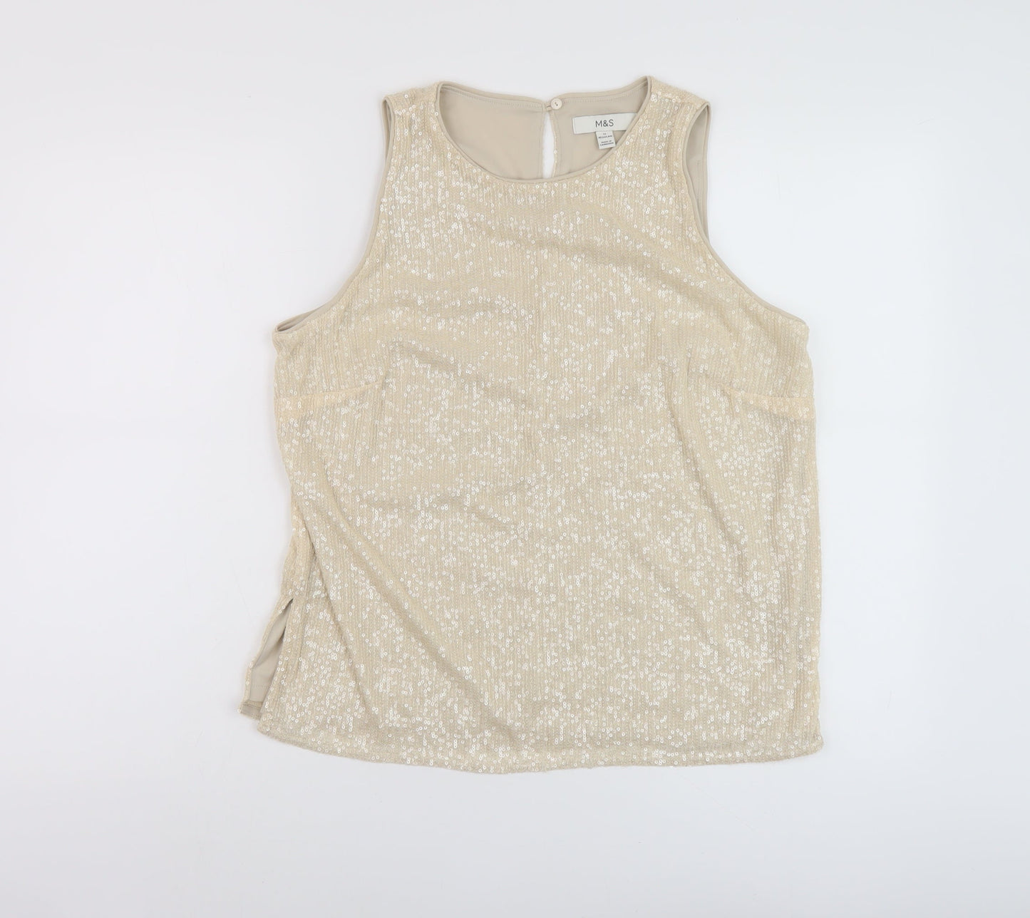 Womens UK Size 12 Marks and Spencer Beige Basic Tank