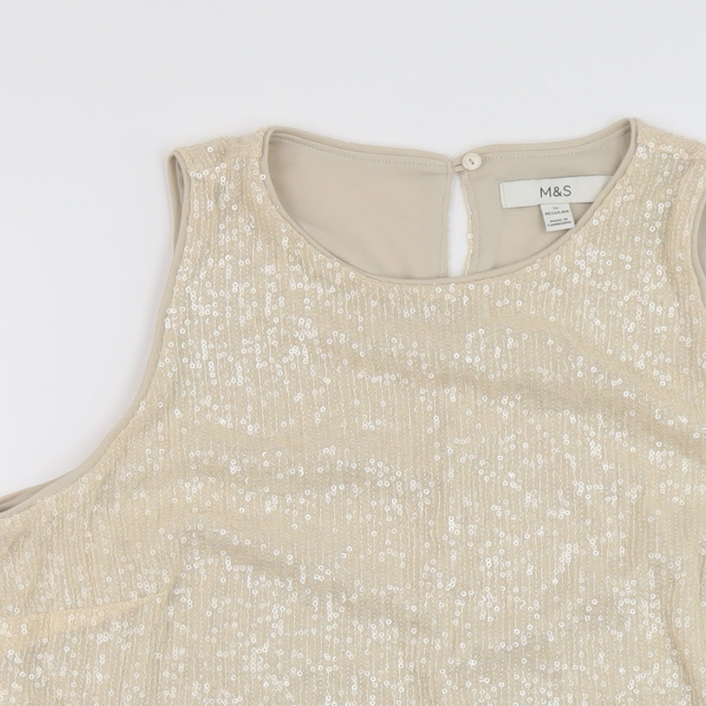 Womens UK Size 12 Marks and Spencer Beige Basic Tank