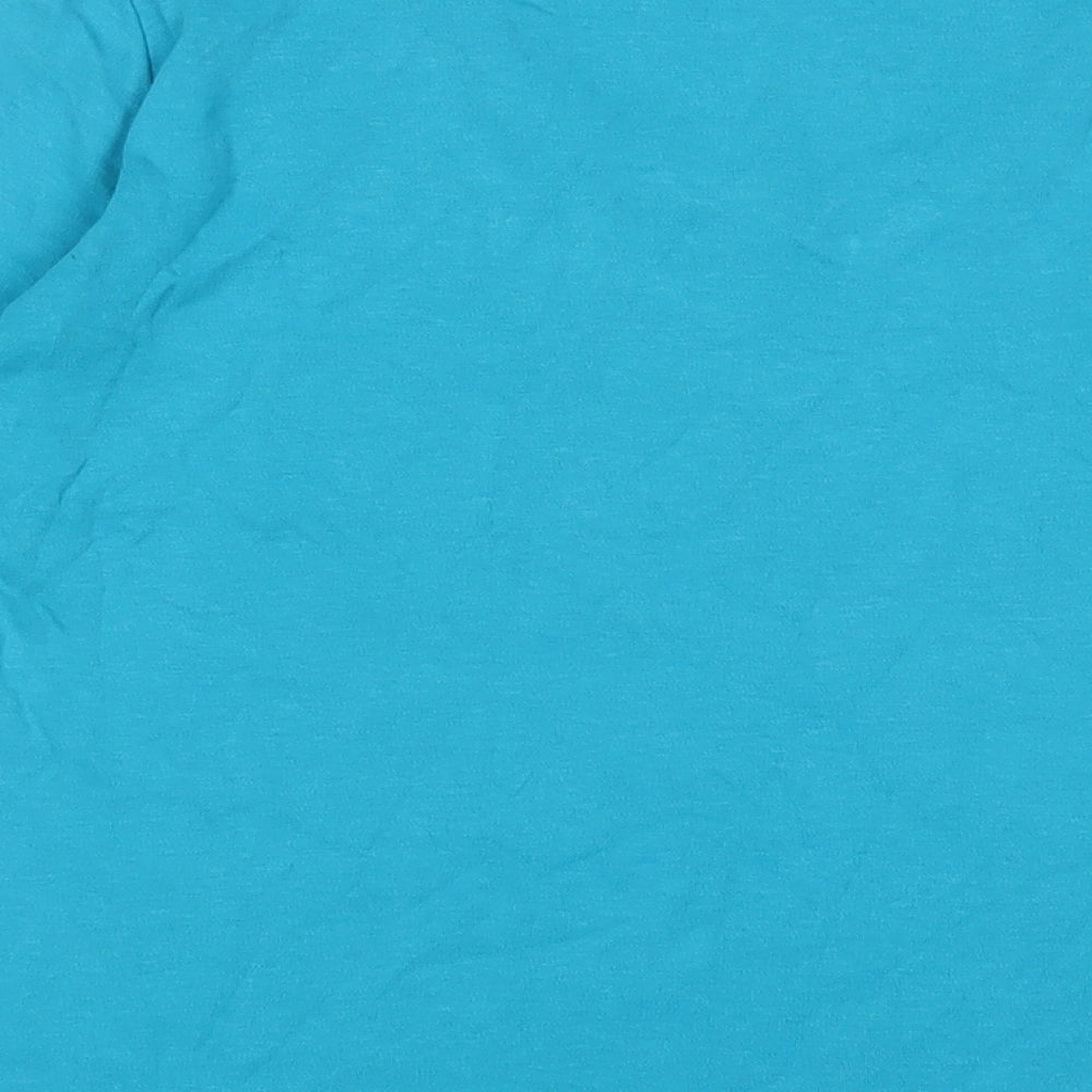 EWM Womens Blue Cotton Basic T-Shirt Size 14 V-Neck - Embroidered