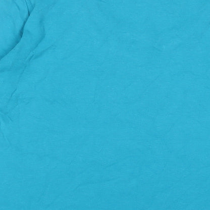 EWM Womens Blue Cotton Basic T-Shirt Size 14 V-Neck - Embroidered