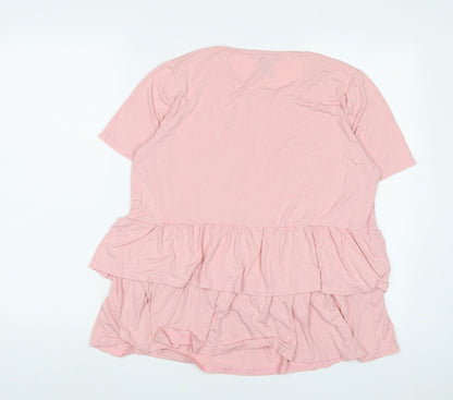Womens UK Size 16 New Look Pink Basic T-Shirt