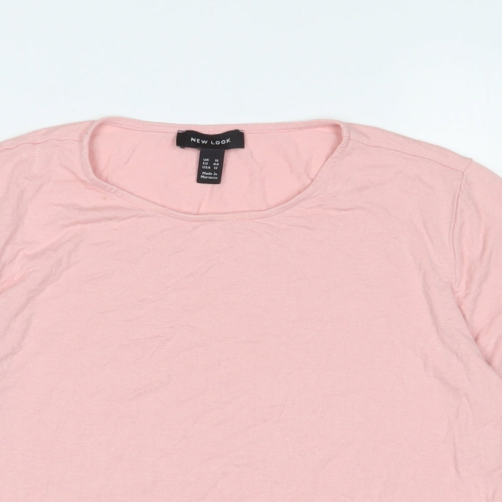 Womens UK Size 16 New Look Pink Basic T-Shirt
