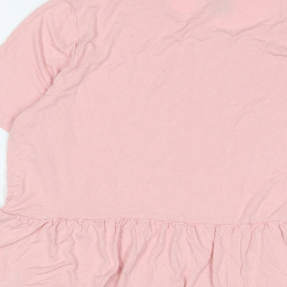 Womens UK Size 16 New Look Pink Basic T-Shirt