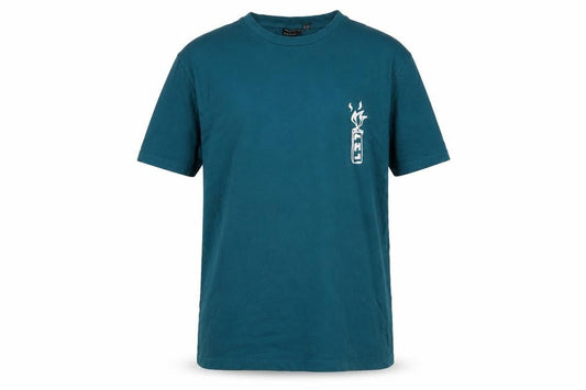 Front view of ASOS men’s blue cotton t-shirt, size M, crew neck
