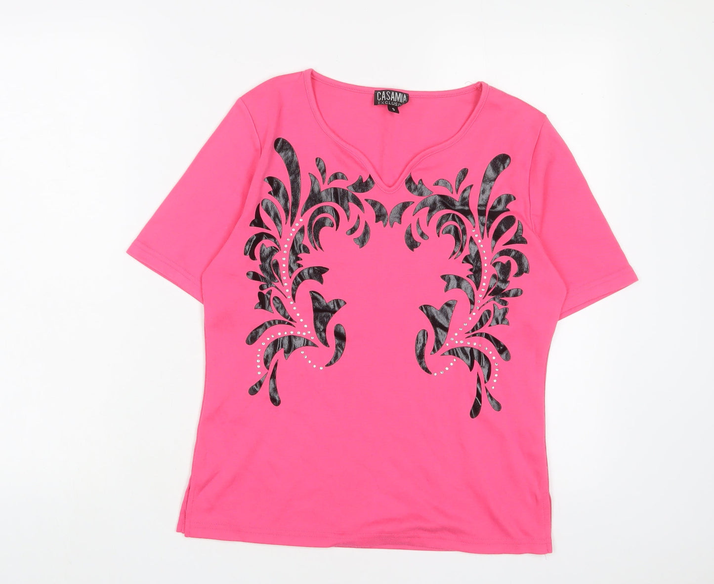 Womens UK Size S Casamia Pink Basic T-Shirt