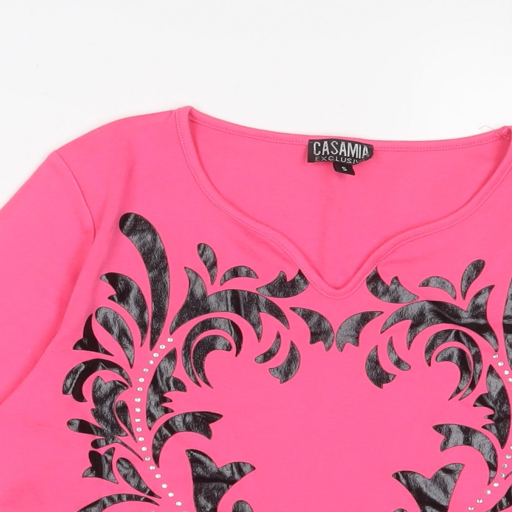 Womens UK Size S Casamia Pink Basic T-Shirt