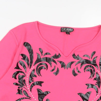 Womens UK Size S Casamia Pink Basic T-Shirt