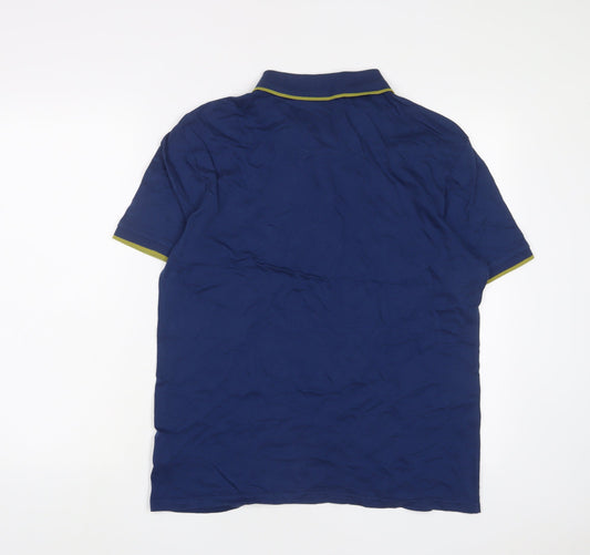 Limited Edition Mens Blue Striped Cotton Polo Size M Collared Button