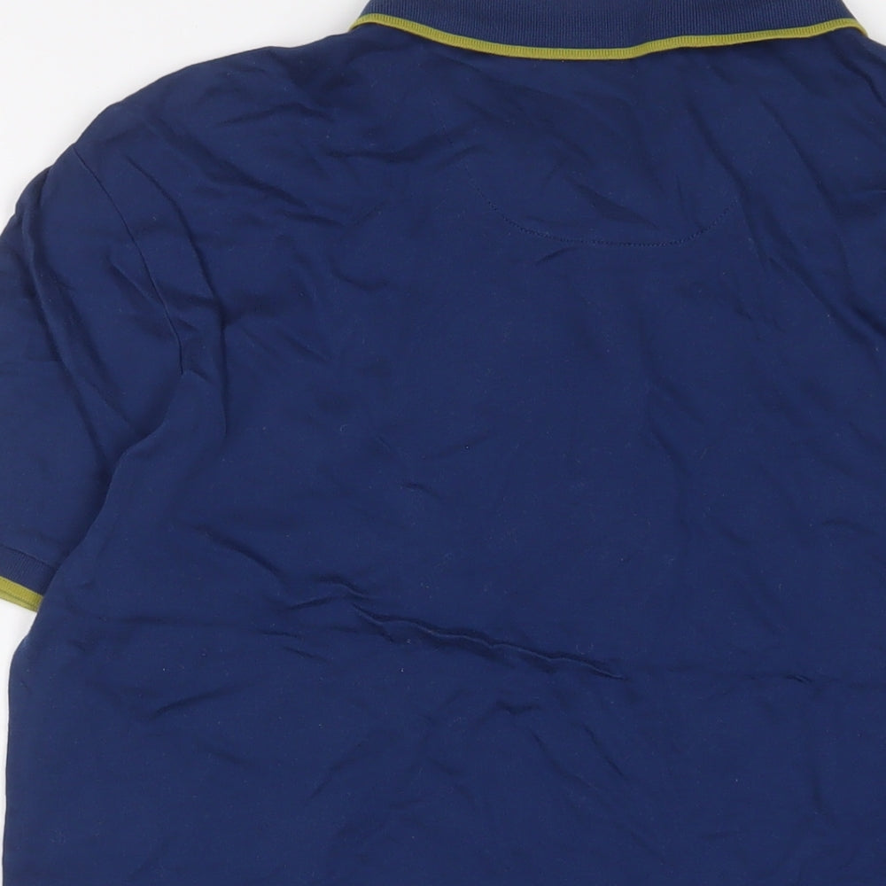 Limited Edition Mens Blue Striped Cotton Polo Size M Collared Button