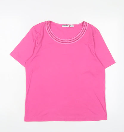 Womens UK Size 12 Poppy Pink Basic T-Shirt