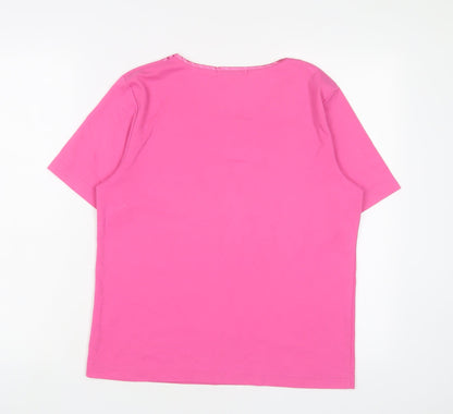 Womens UK Size 12 Poppy Pink Basic T-Shirt