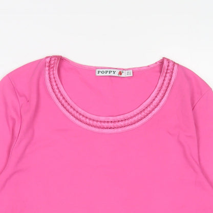 Womens UK Size 12 Poppy Pink Basic T-Shirt