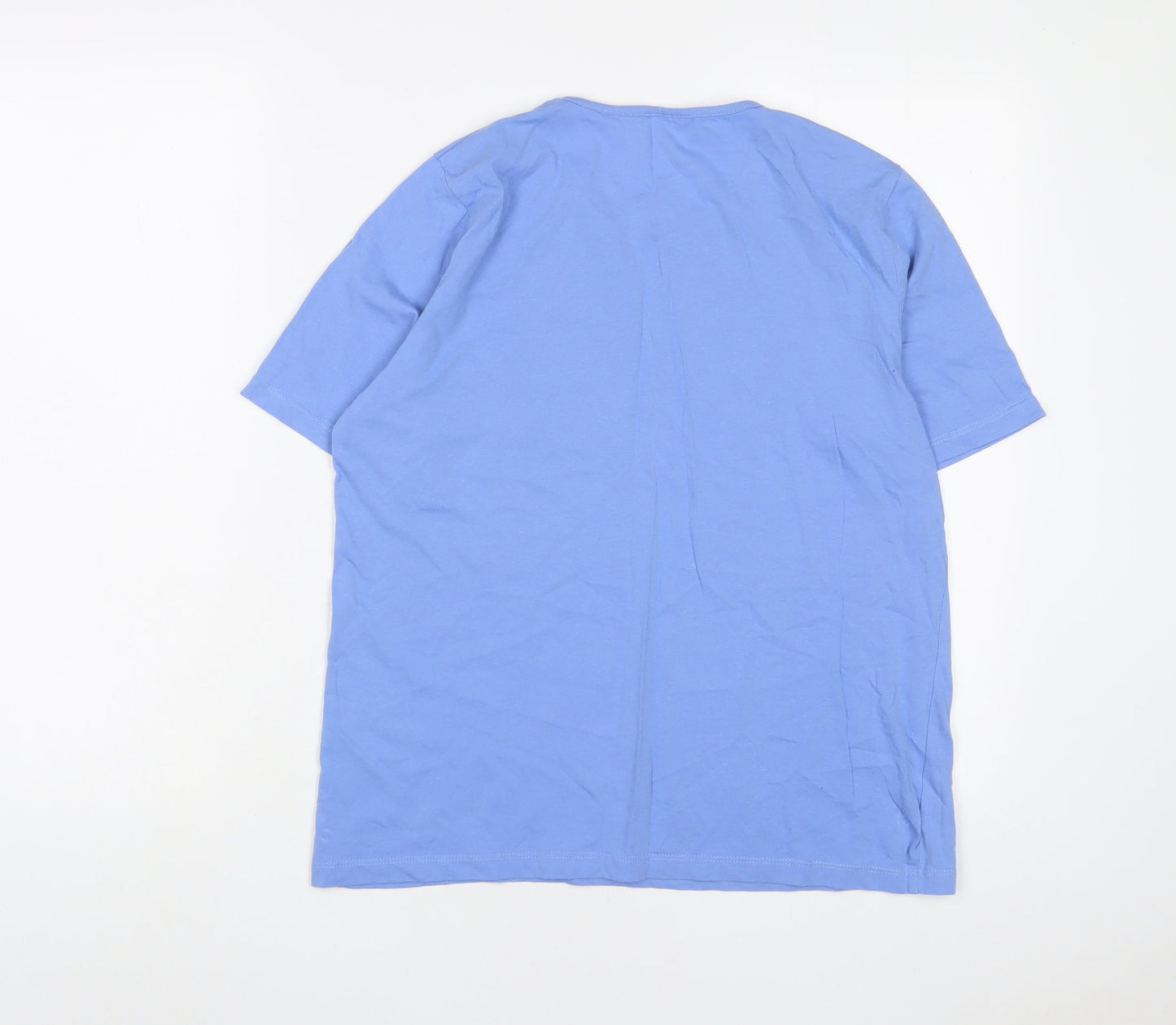 Womens UK Size 14 Anne De Lancay Blue Basic T-Shirt