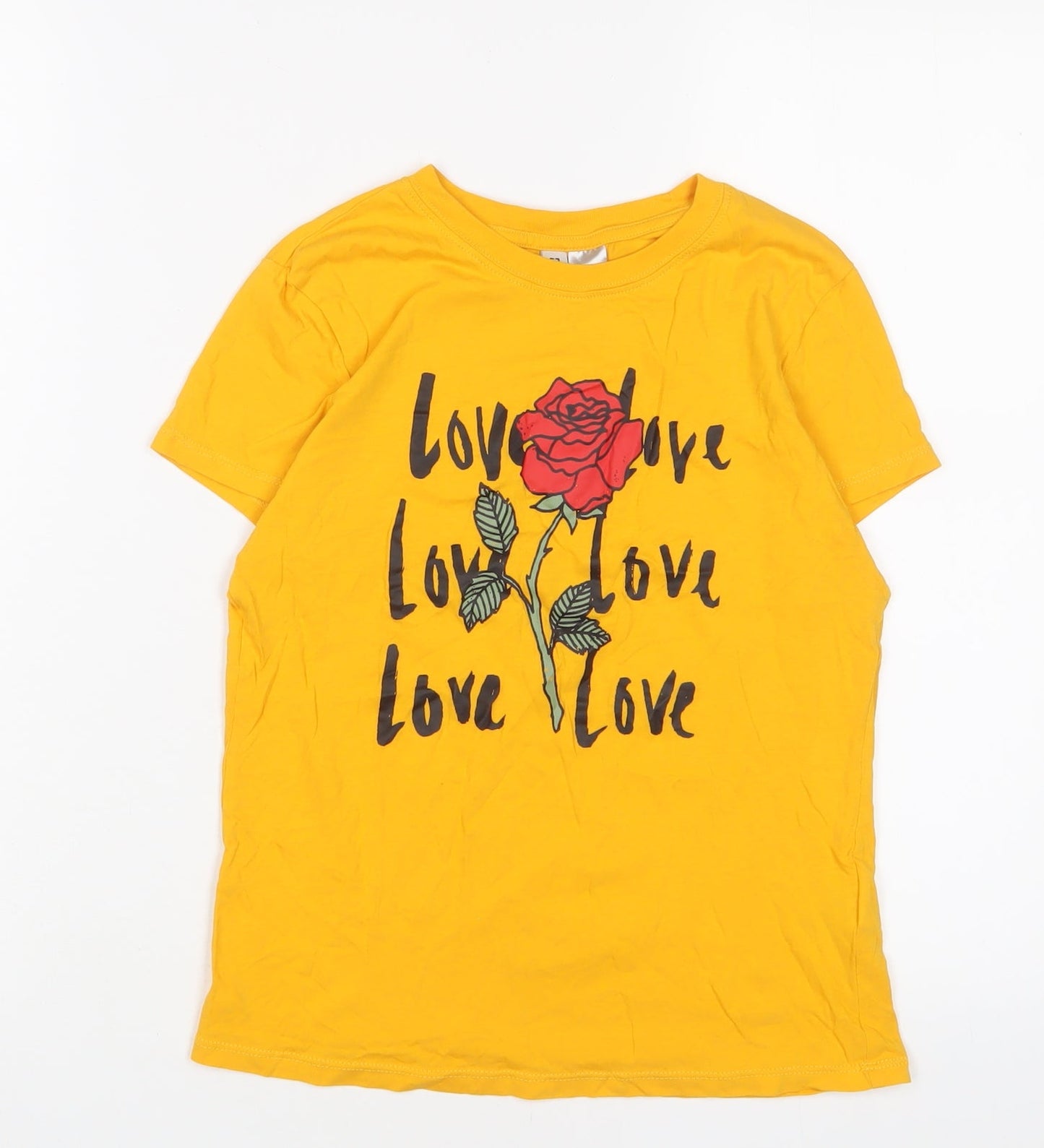 Womens UK Size S H&M Yellow Basic T-Shirt