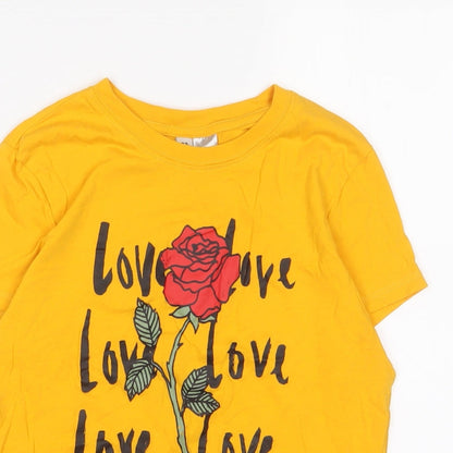 Womens UK Size S H&M Yellow Basic T-Shirt