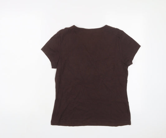 Womens UK Size 14 Casual Club Brown Basic T-Shirt