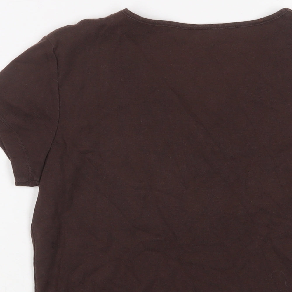 Womens UK Size 14 Casual Club Brown Basic T-Shirt