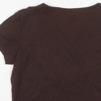 Womens UK Size 14 Casual Club Brown Basic T-Shirt