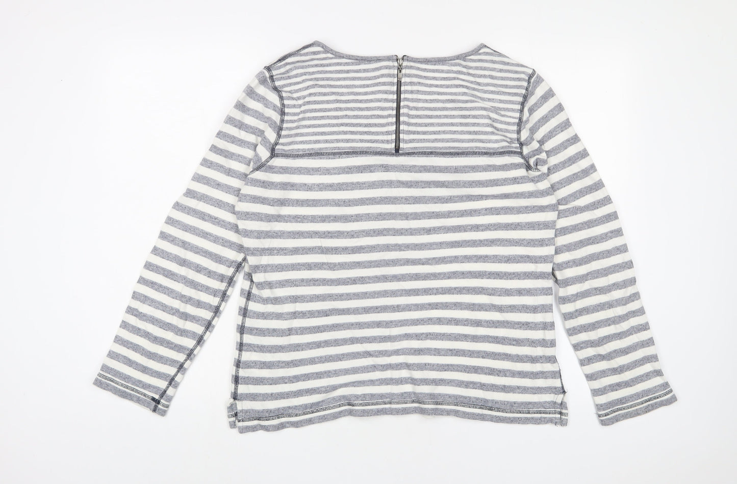 Paraphase Womens Blue Striped Cotton Basic T-Shirt Size L Scoop Neck