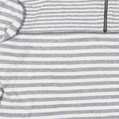 Paraphase Womens Blue Striped Cotton Basic T-Shirt Size L Scoop Neck