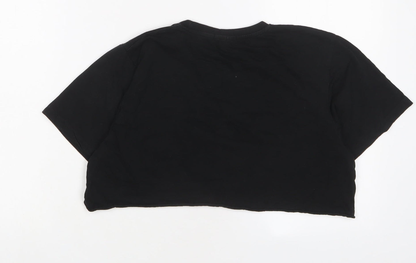 Womens UK Size S PRETTYLITTLETHING Black Cropped T-Shirt