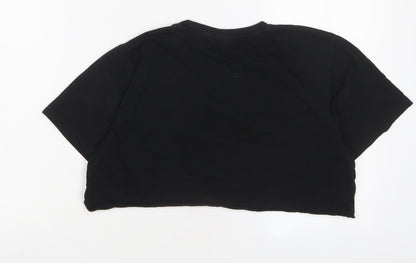 Womens UK Size S PRETTYLITTLETHING Black Cropped T-Shirt