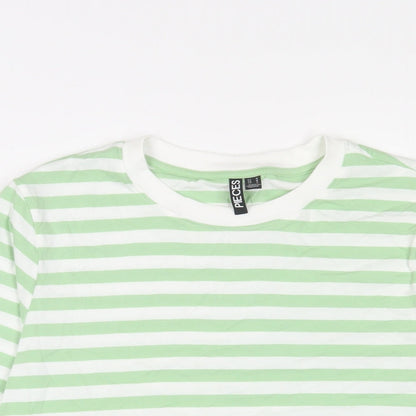 Womens UK Size M Pieces Green Basic T-Shirt