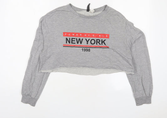 H&M Womens Grey Cotton Pullover Sweatshirt Size M Pullover - New York
