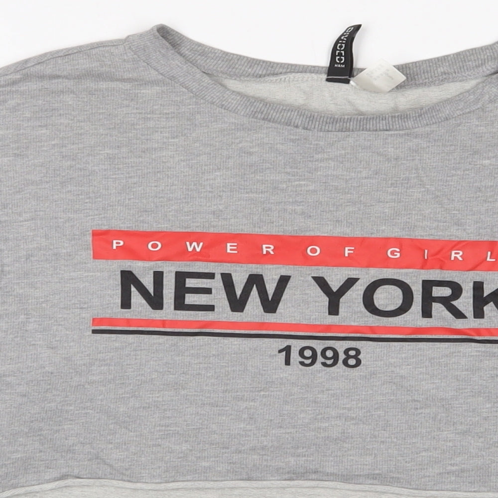 H&M Womens Grey Cotton Pullover Sweatshirt Size M Pullover - New York