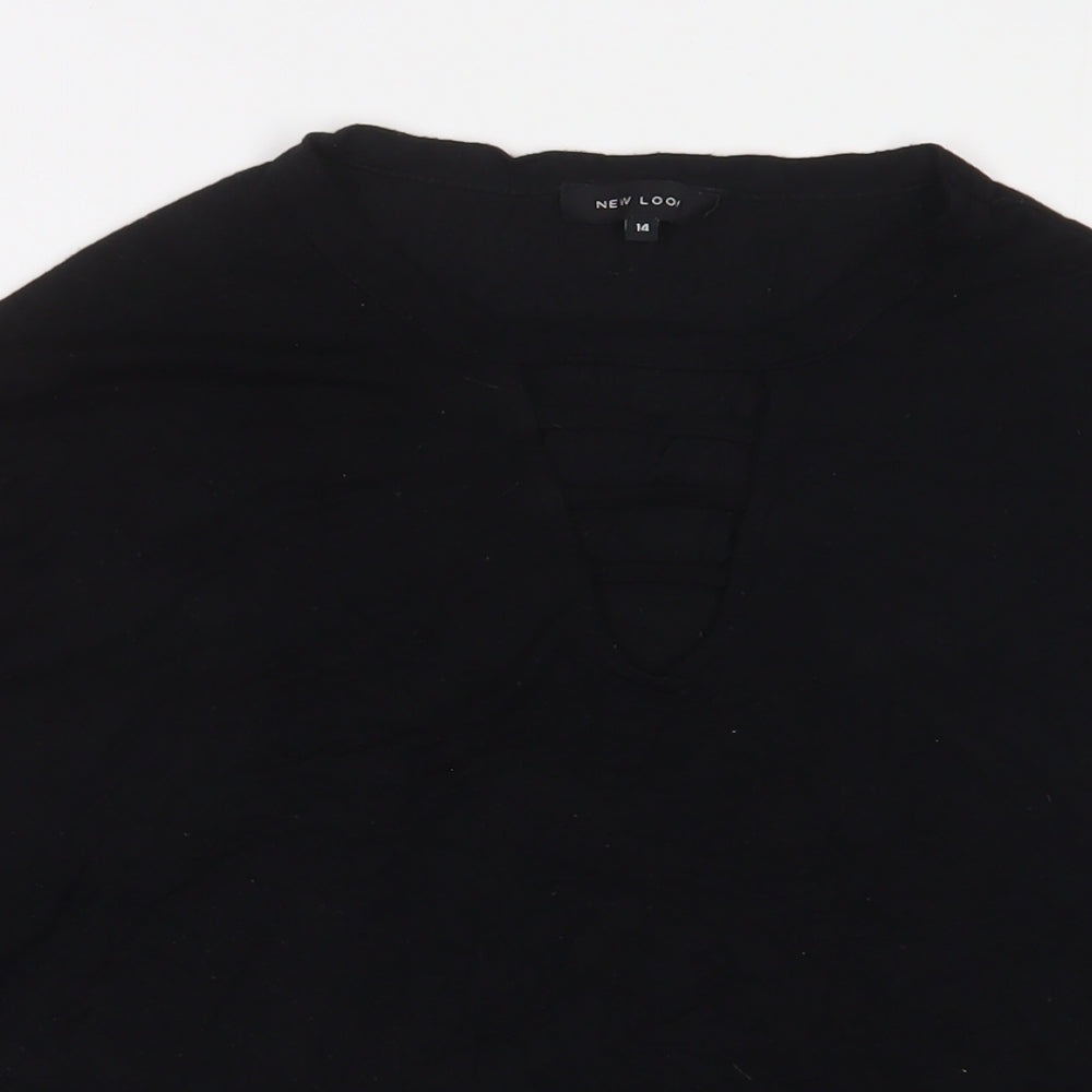 Womens UK Size 14 New Look Black Basic T-Shirt