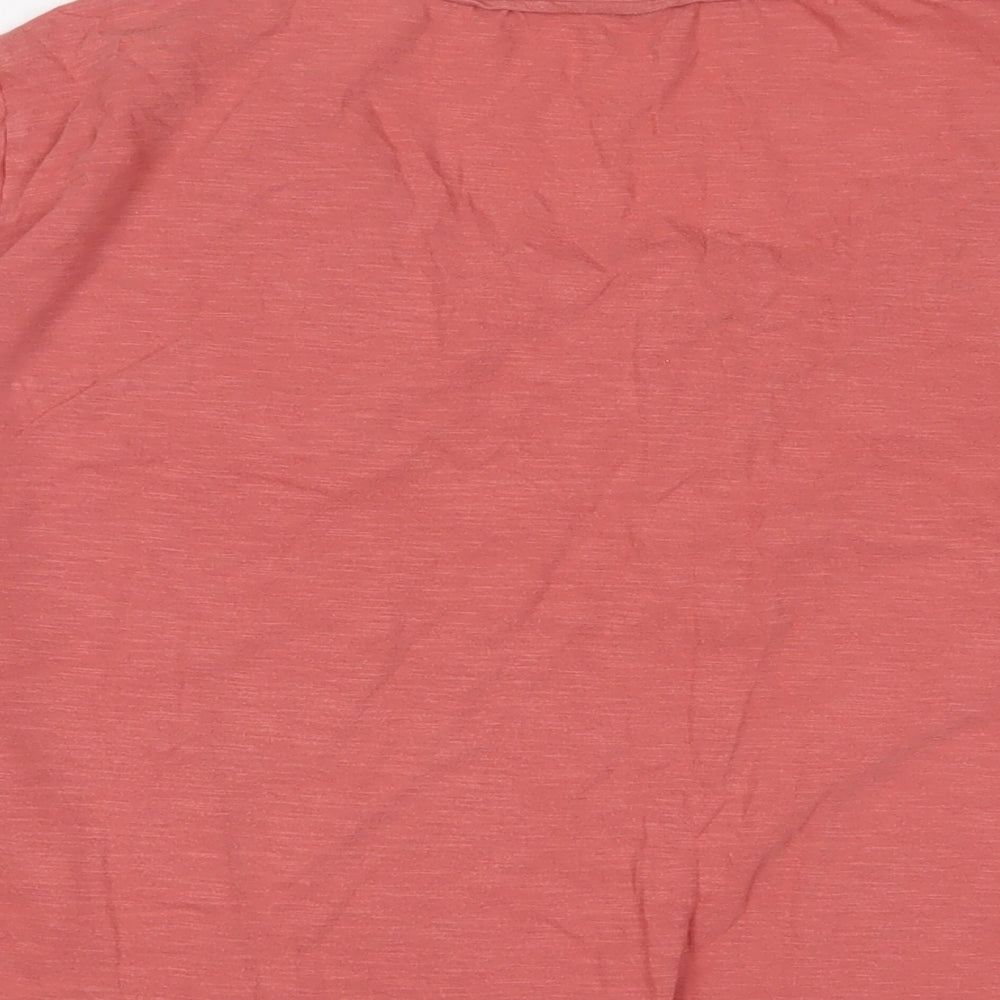 Bonmarché Womens Pink Cotton Basic T-Shirt Size 24 V-Neck - Embroidered