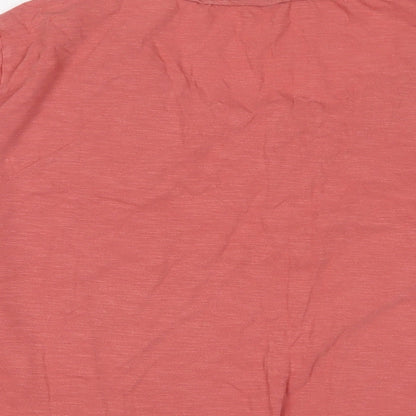 Bonmarché Womens Pink Cotton Basic T-Shirt Size 24 V-Neck - Embroidered