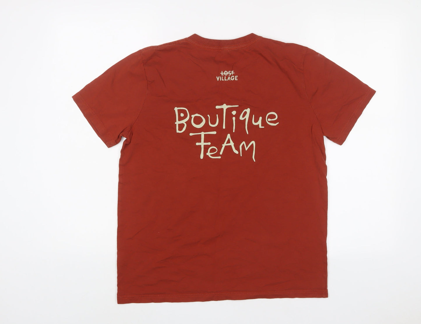 Boutique Team Womens Brown Cotton Basic T-Shirt Size M Crew Neck