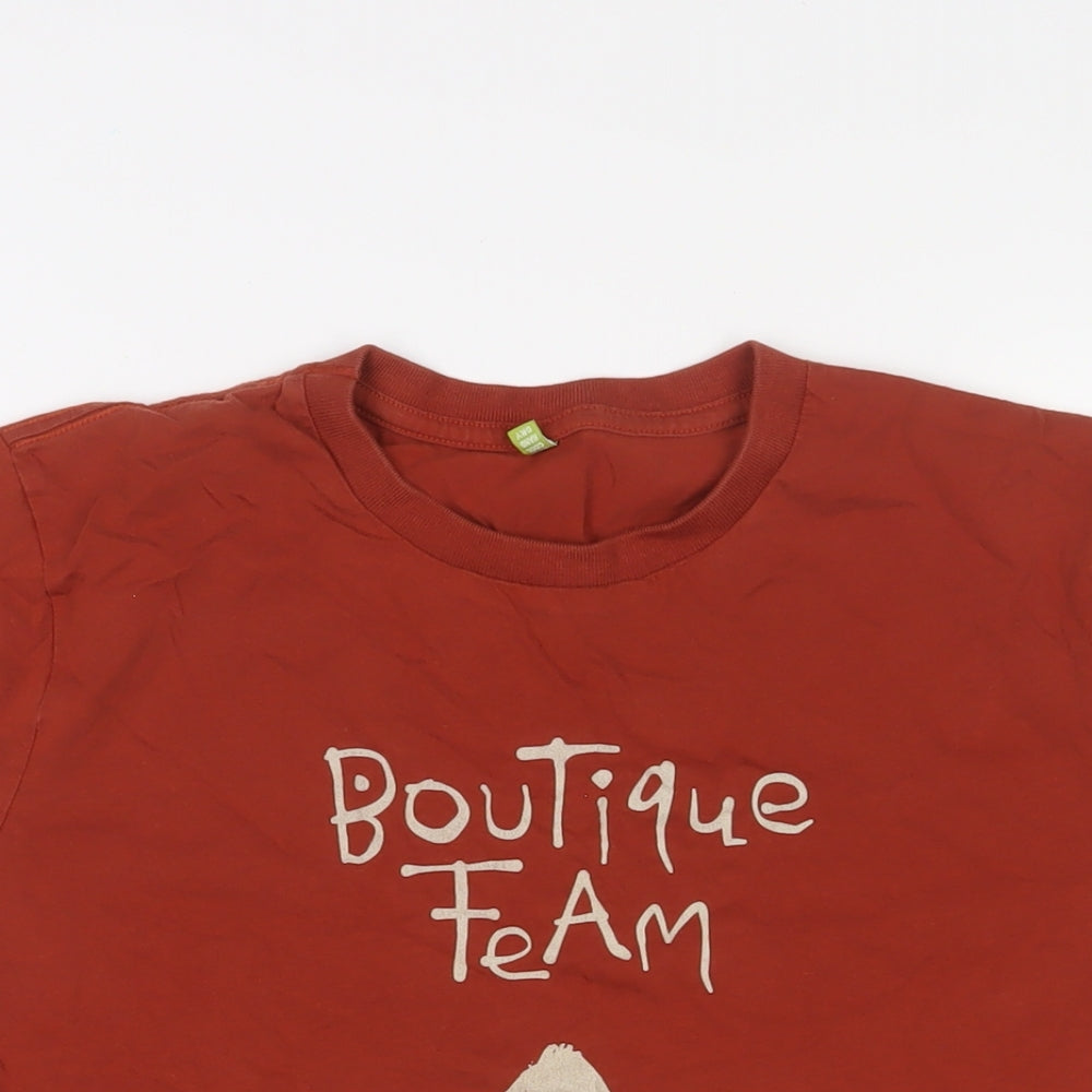 Boutique Team Womens Brown Cotton Basic T-Shirt Size M Crew Neck