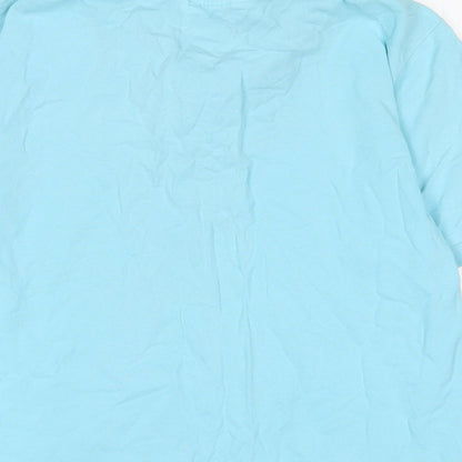 LAPASA Mens Blue Cotton Polo Size M Collared Button