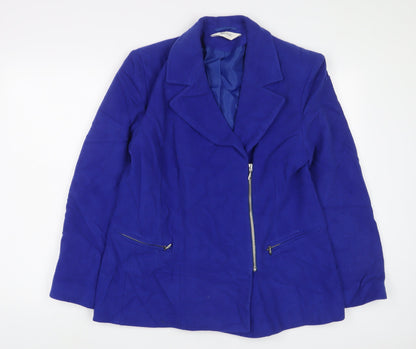 MODE Womens Blue Jacket Size 16 Zip - Zip Pockets