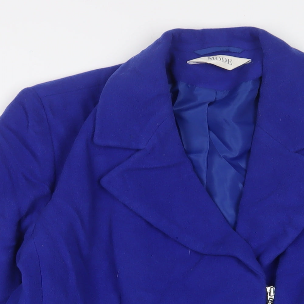 MODE Womens Blue Jacket Size 16 Zip - Zip Pockets
