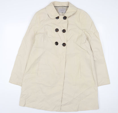 John Lewis Womens Beige Overcoat Coat Size 16 Button