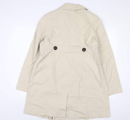 John Lewis Womens Beige Overcoat Coat Size 16 Button
