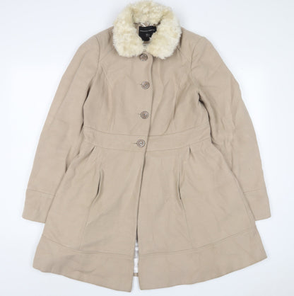 Dorthy Perkins Womens Beige Overcoat Coat Size 12 Button
