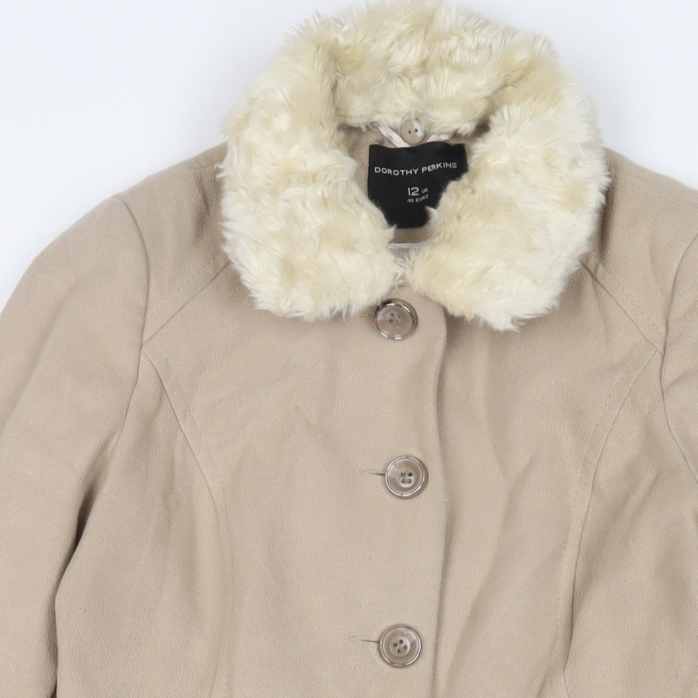 Dorthy Perkins Womens Beige Overcoat Coat Size 12 Button