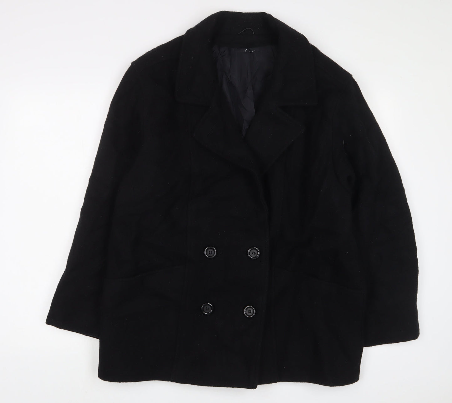 Classic Womens Black Jacket Coat Size 18 Button