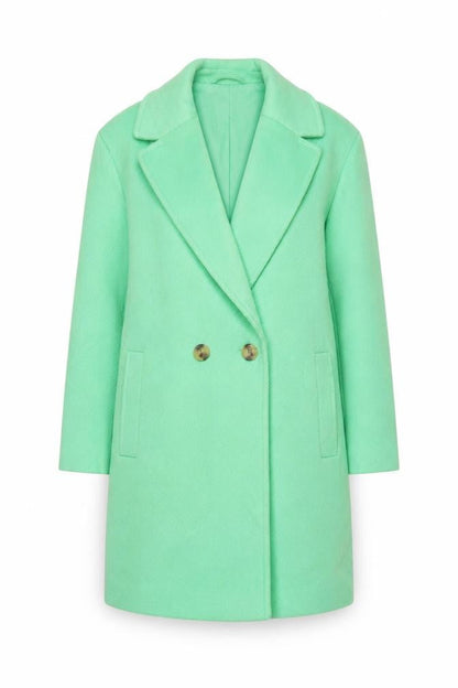 Marks & Spencer Womens Green Overcoat Coat Size 14 Button