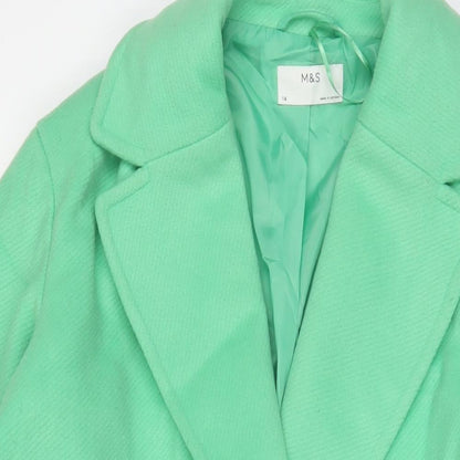 Womens UK Size 14 Marks and Spencer Green Overcoat