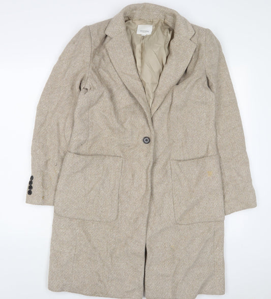 Great Plains Womens Beige Overcoat Coat Size 10 Button