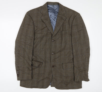 Mens UK Size 38 Racing Green Regular Brown Suit Jacket